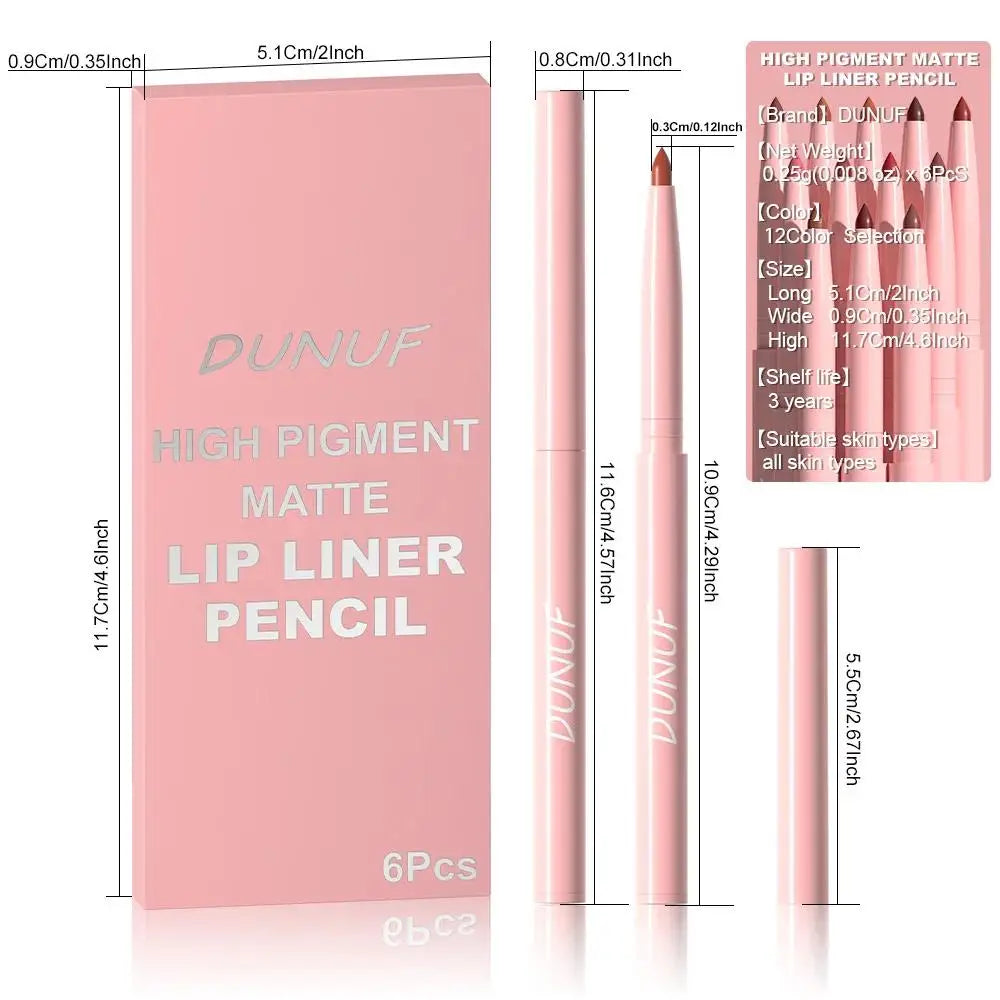 6pcs Matte Lip Liner Set