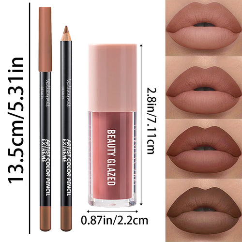 2pcs Set Velvet Texture Lip Makeup
